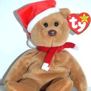 Original Beanie Baby Christmas Teddy with Santa Hat Vintage Style 4200